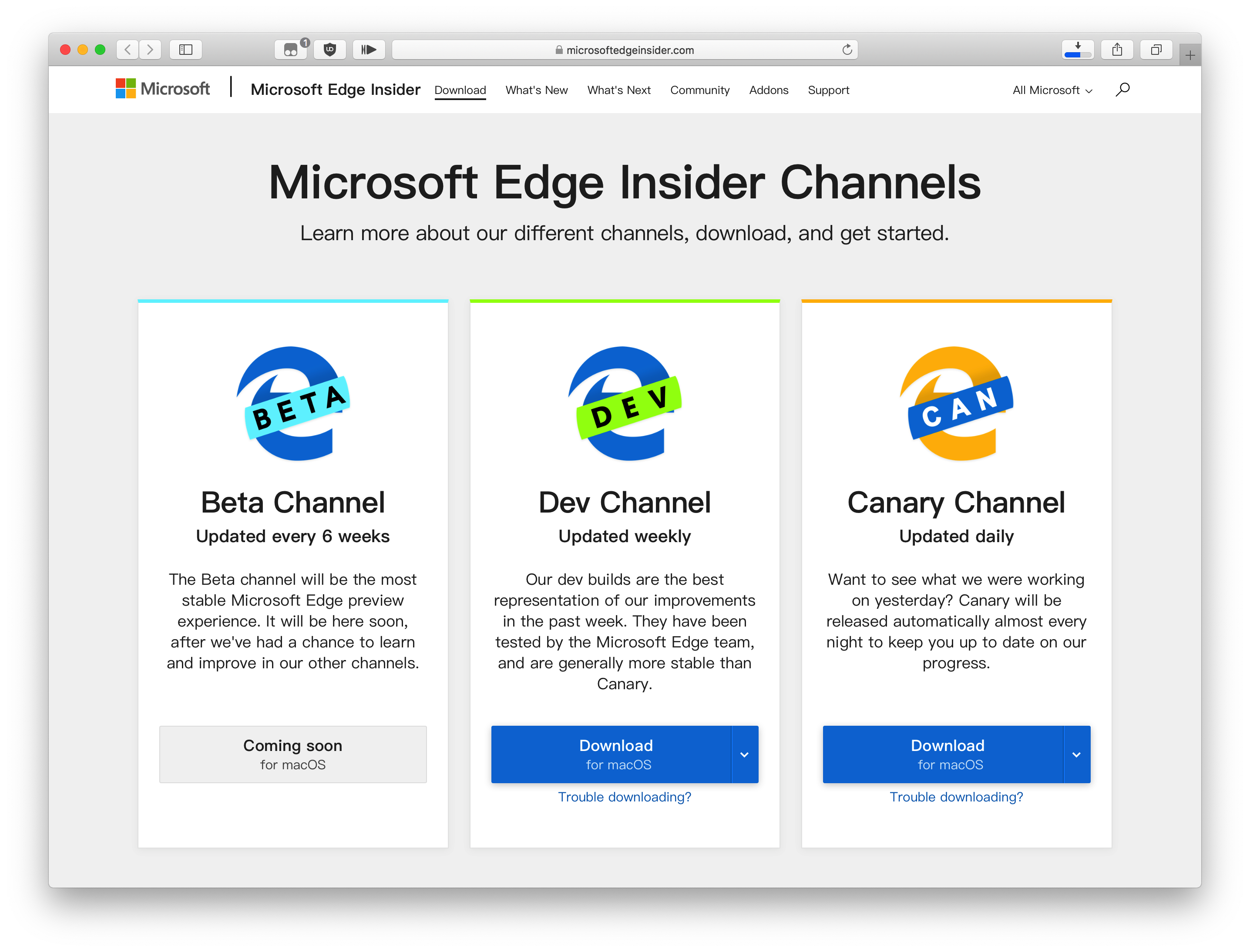 《Microsoft Edge 测试版,开发版,Canary版下载地址》