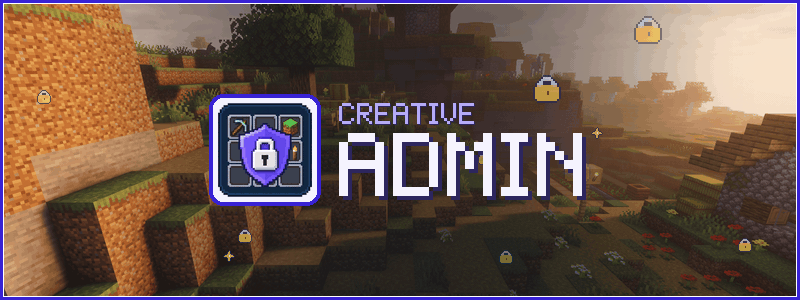 Creative Admin: the mod's logo over a terraced village at sunset / Creative Admin : le logo du mod sur un village en terrasses au coucher du soleil