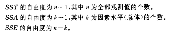 3种误差平方和的自由度