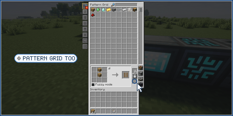 In the Pattern Grid, sticks are picked over the ladder, the pattern is printed and its tooltip reads 4x Stick