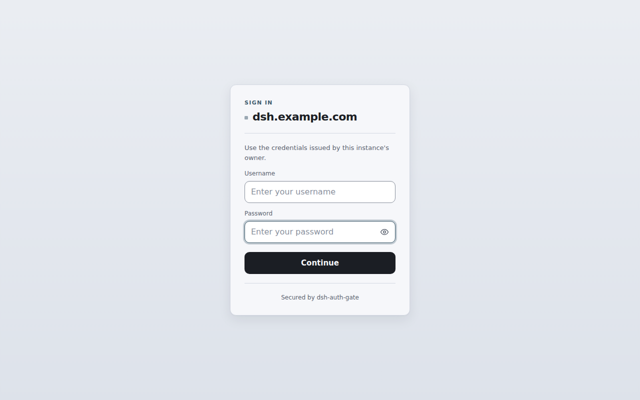 Login page