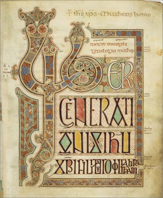 《林迪斯法恩四福音书》〈马太福音〉的开篇。真是十分美丽！