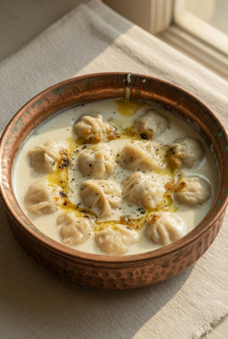 Shishbarak (Idlib Dumplings in Yogurt-Rice Sauce)