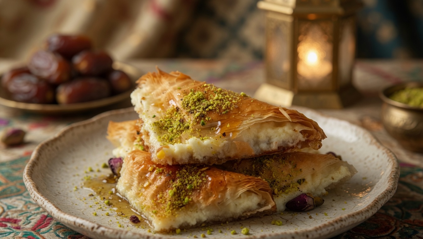 Warbat — Phyllo Triangles with Ashta Cream