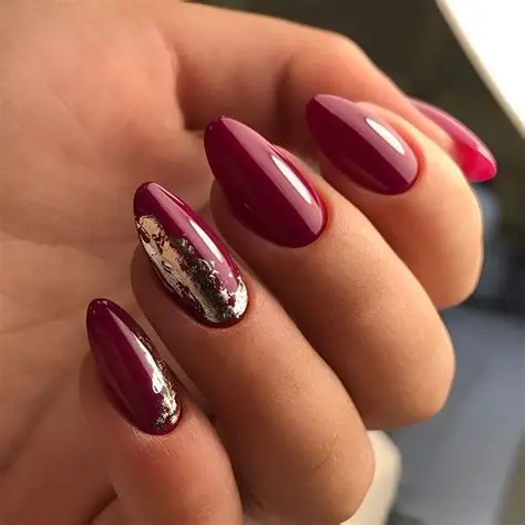 Deep Wine Red Almond Nail Ideas 
