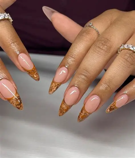 caramel latte almond nails 