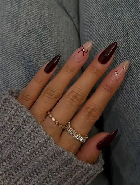 classy burgundy nail design