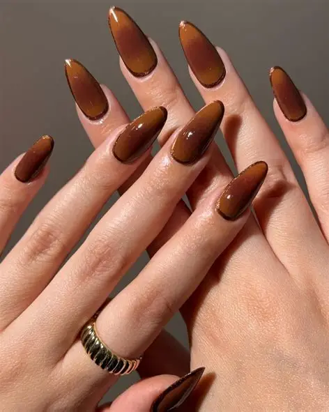 chocolate glazed almond nails 