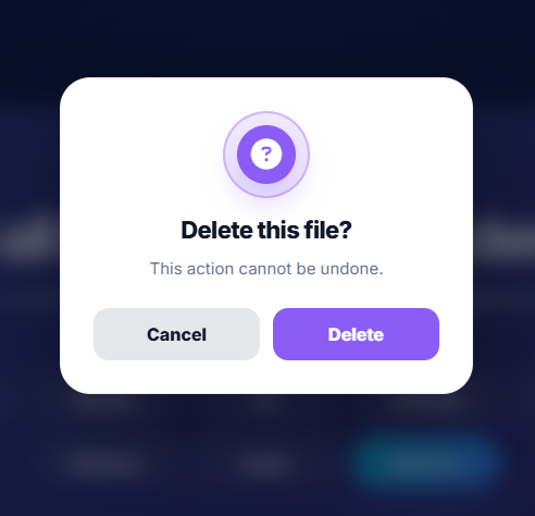 KAlert Web Dialog Confirm Dialog