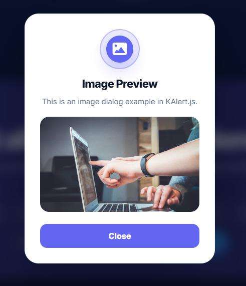KAlert Web Dialog Image Dialog