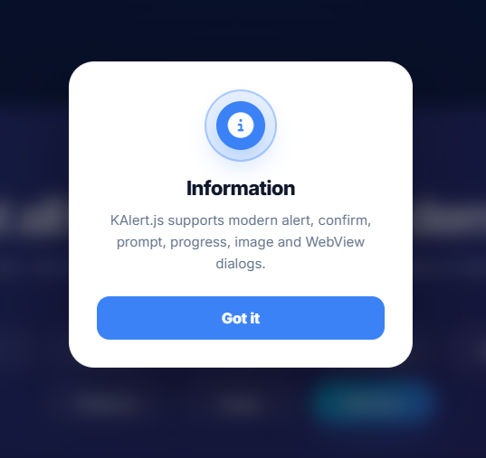 KAlert Web Dialog Info Dialog