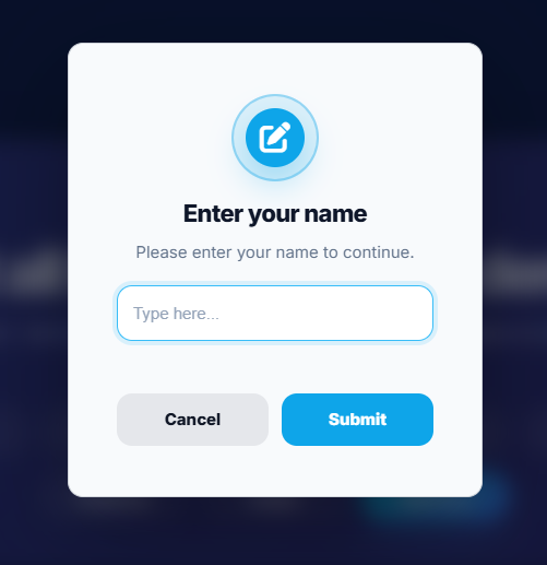 KAlert Web Dialog Input Prompt Dialog