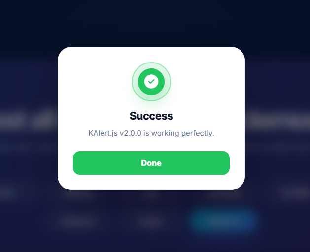 KAlert Web Dialog Modern Success Dialog
