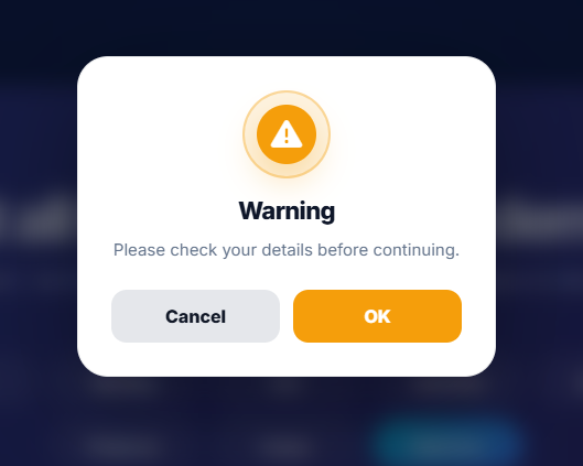 KAlert Web Dialog Warning Dialog