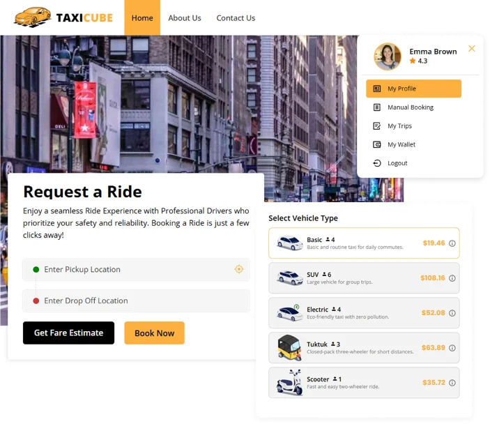 Uber clone web panel