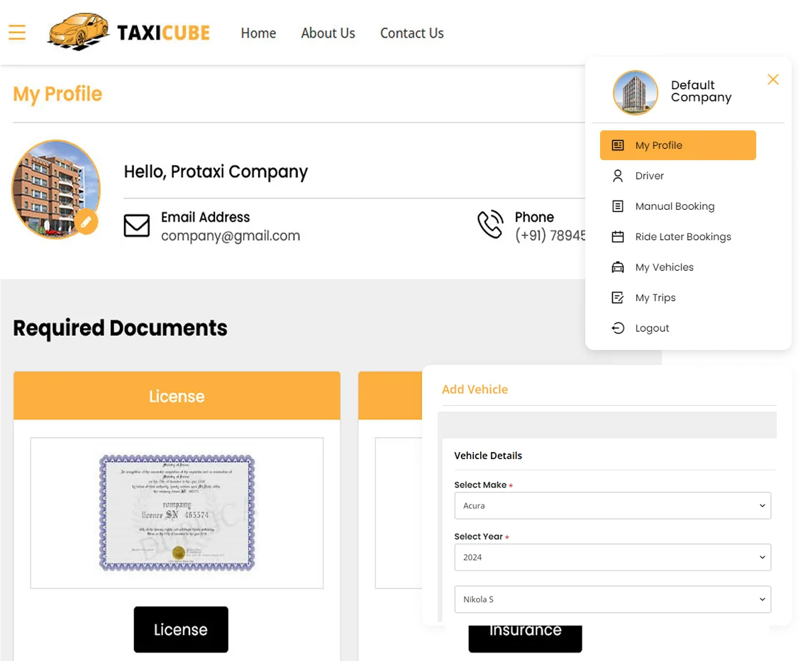 Uber clone web panel