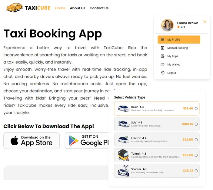Uber clone web panel