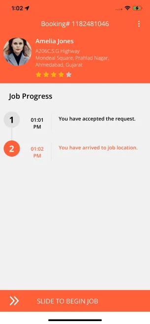 maid arrived at job location