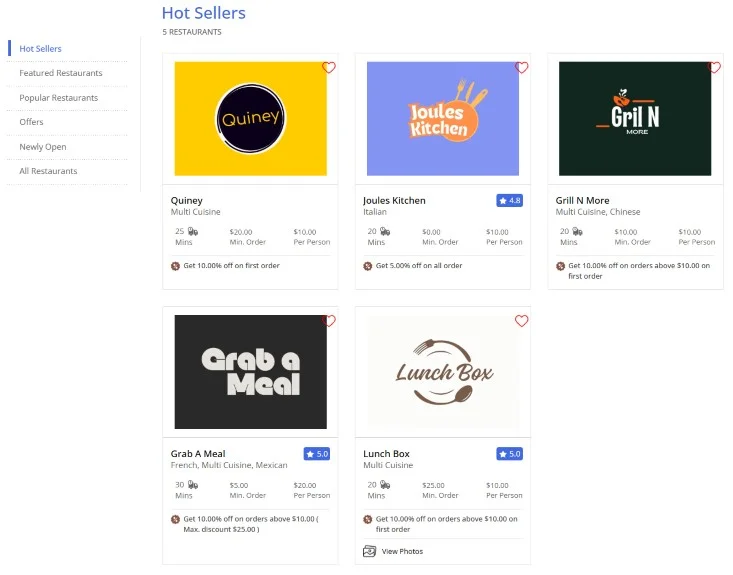 Food Store Item Grid View