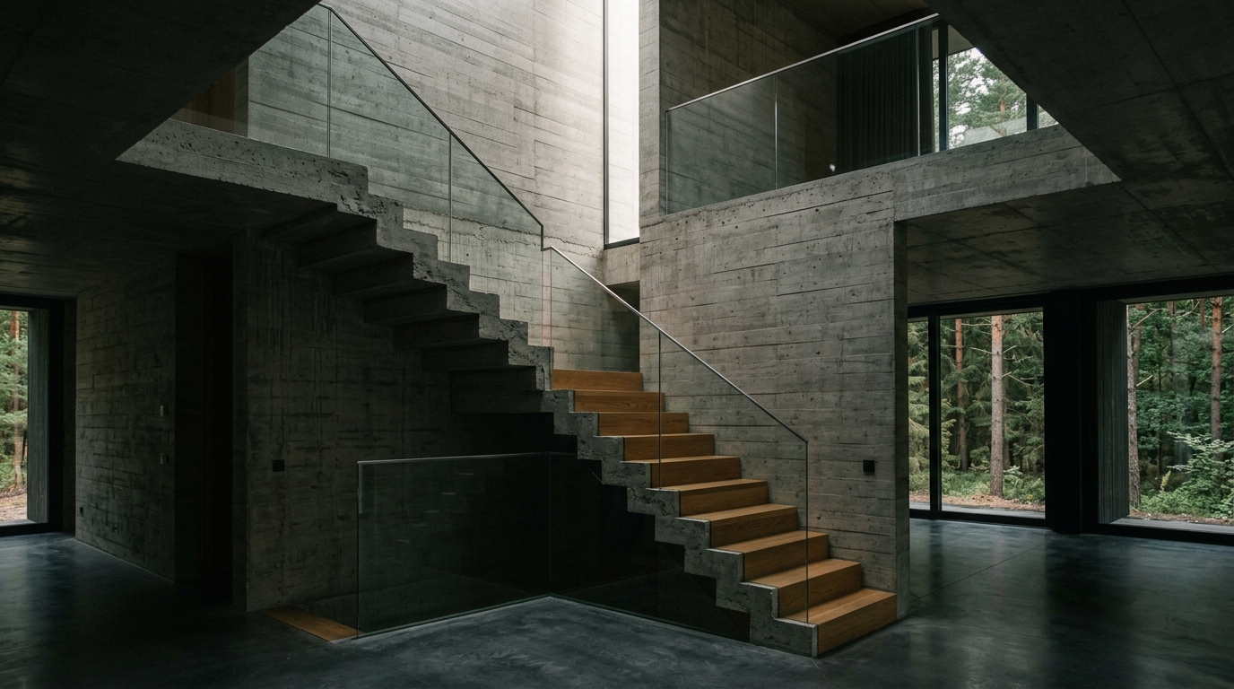 The concrete stair void