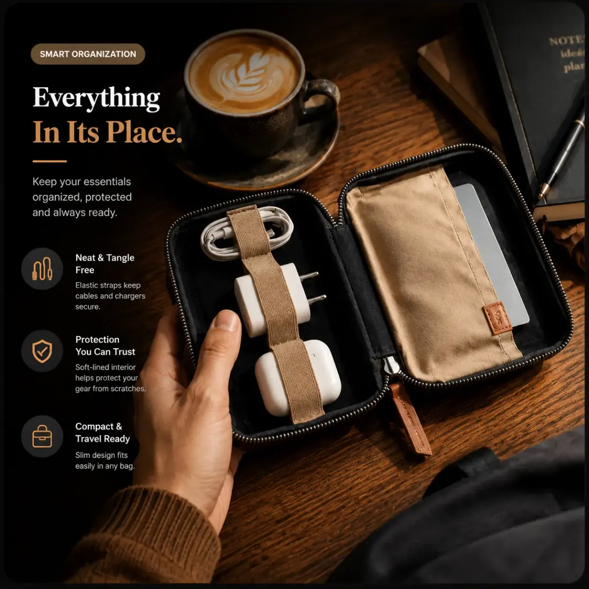 This Compact Tech Organizer Keeps Every Cable and Charger in One Place