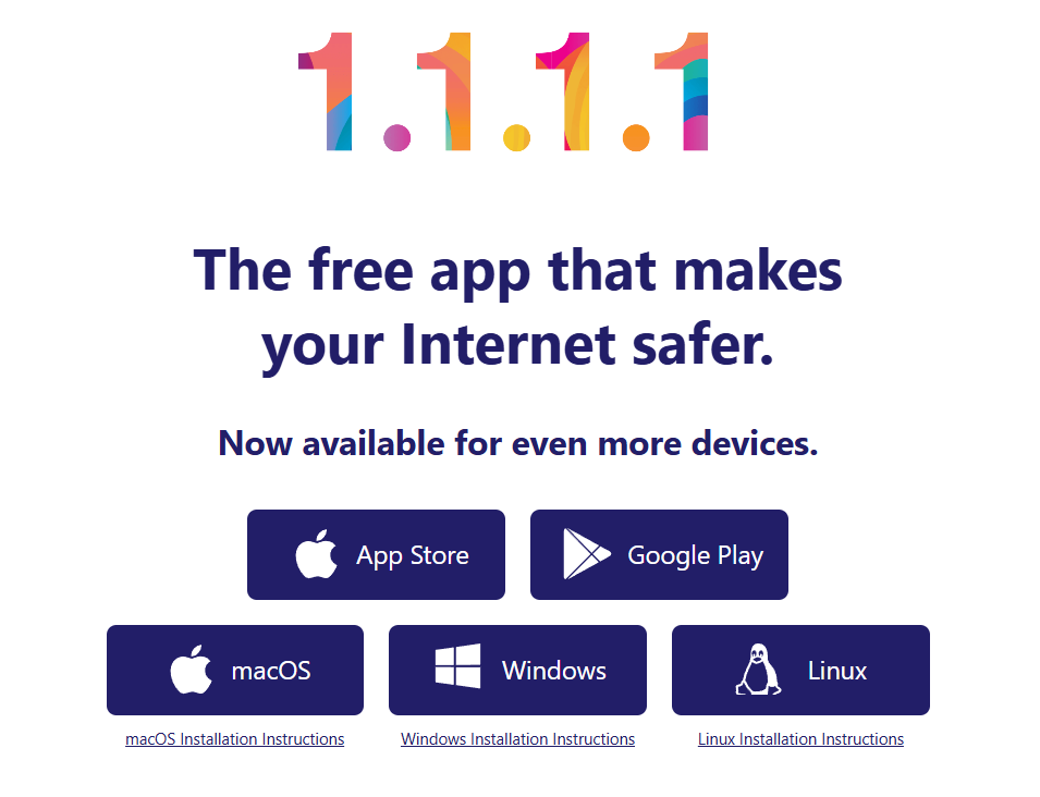 Cloudflare 1.1.1.1 - Faster, Safer Internet