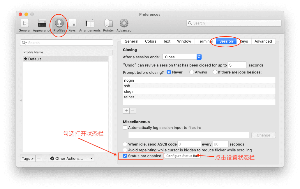 iTerm2 状态栏设置