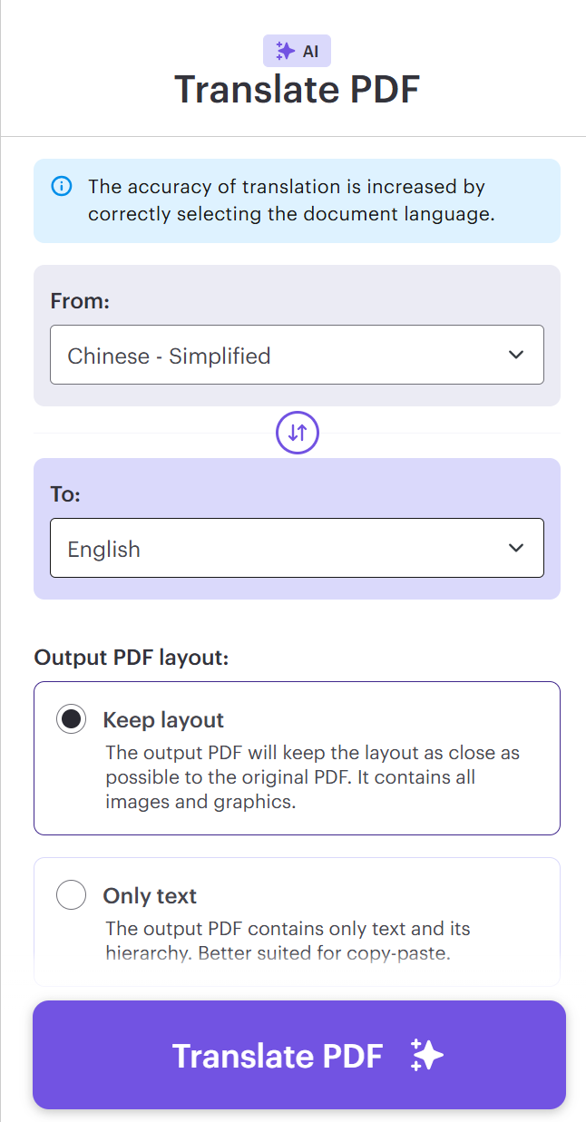 PDF translation