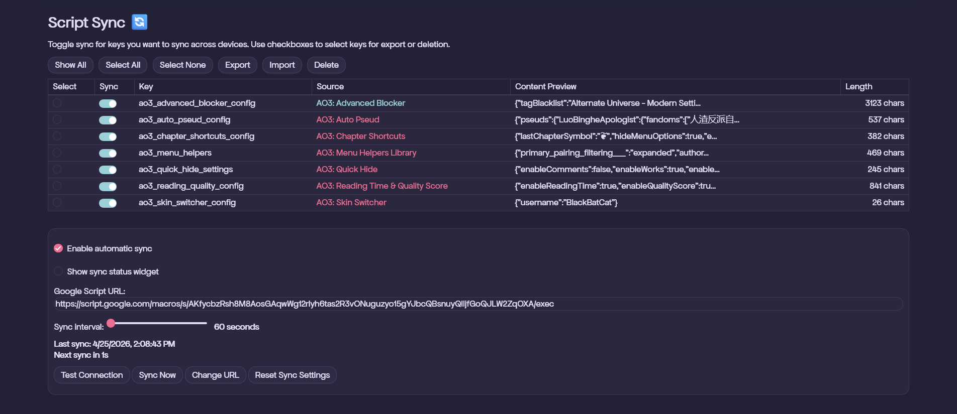 AO3: Script Sync