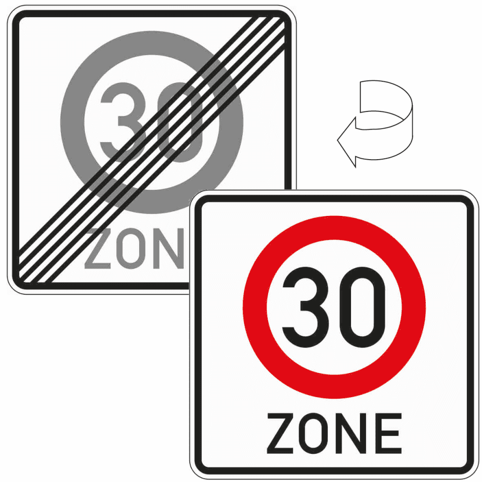 Verkehrszeichen Beginn/Ende einer Tempo 30-Zone | kroschke.com