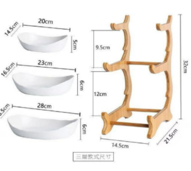 Wooden Fruit Plate Stand 3-Tier Display — wholesale ycs-kst-001 product image