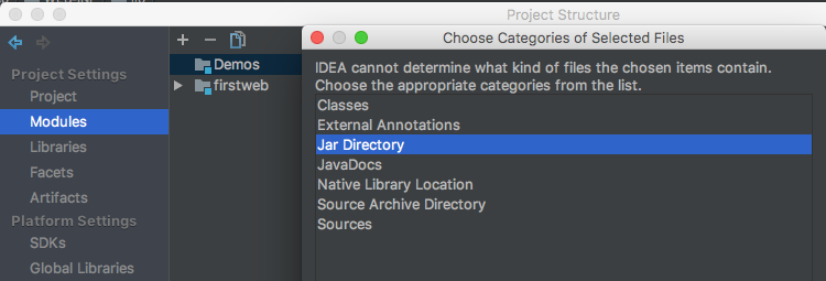 选择jar directory