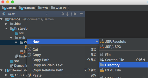 在web:WEB-INF下创建两个文件夹