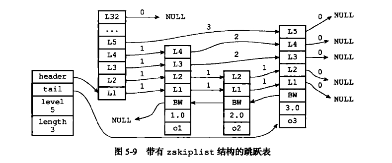 带有skiplist结构的跳跃表