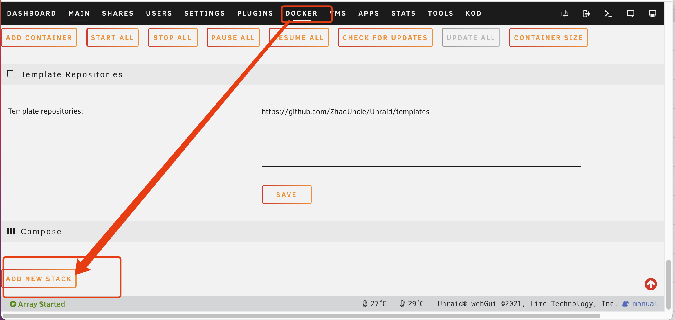 Unraid docker compose 
