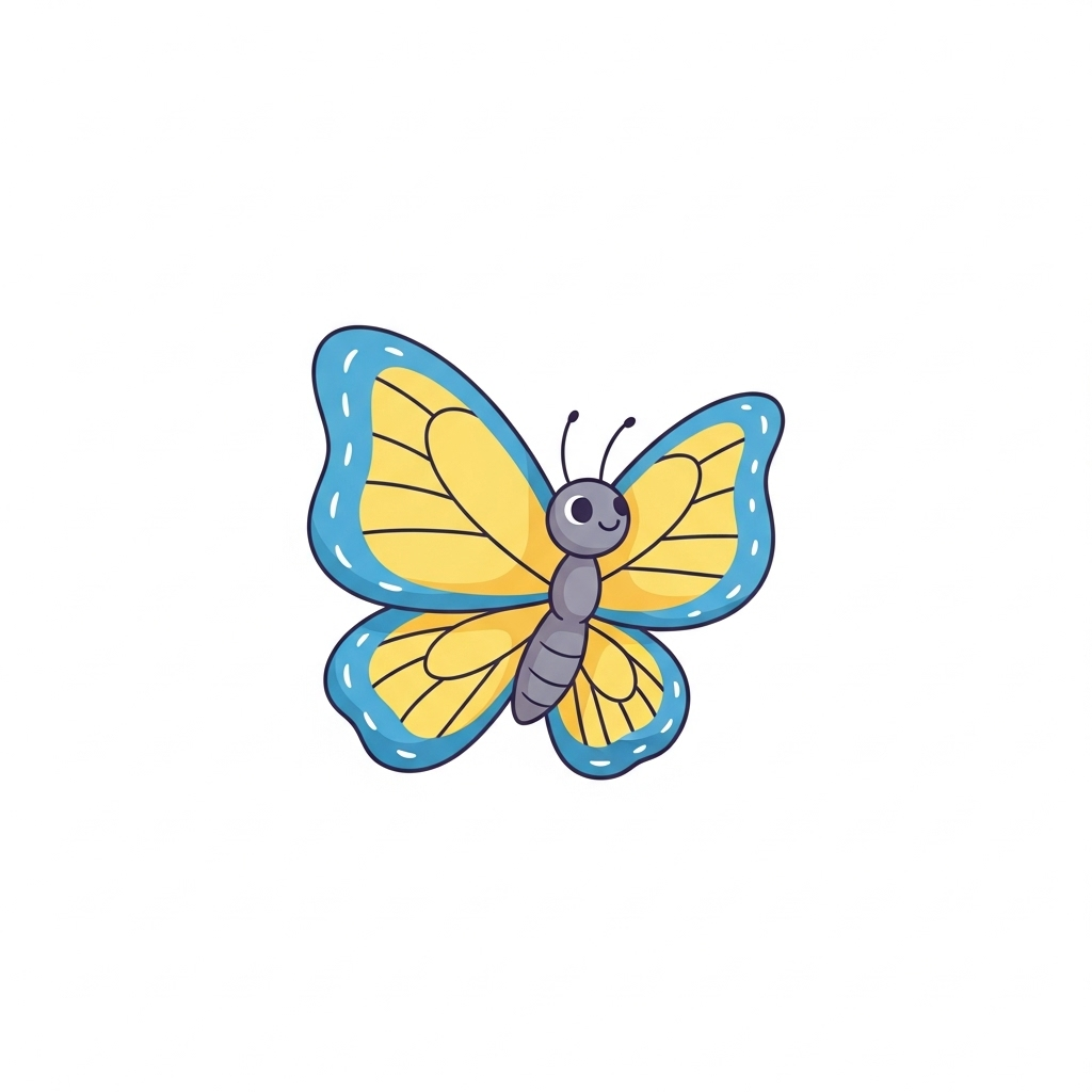 Illustration d'un papillon pour apprendre le chiffre un.