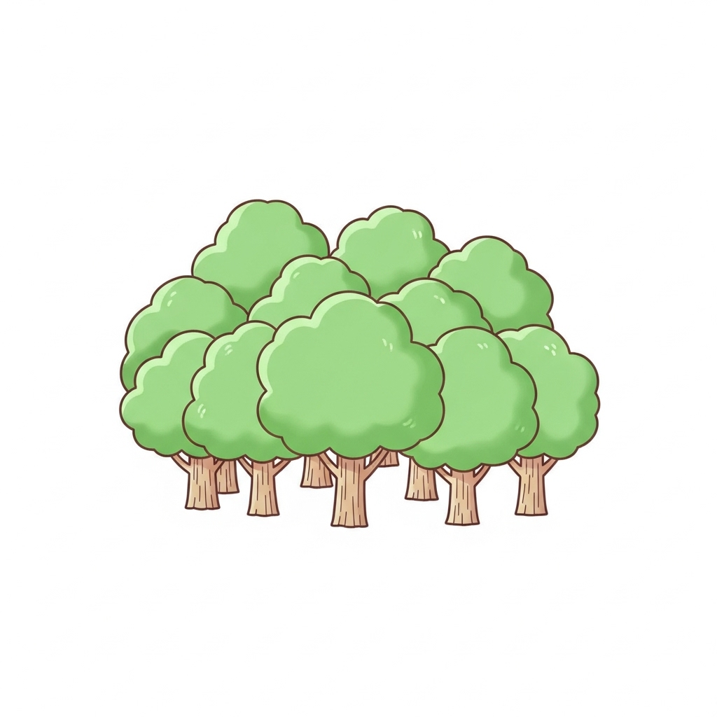 Illustration de onze arbres.