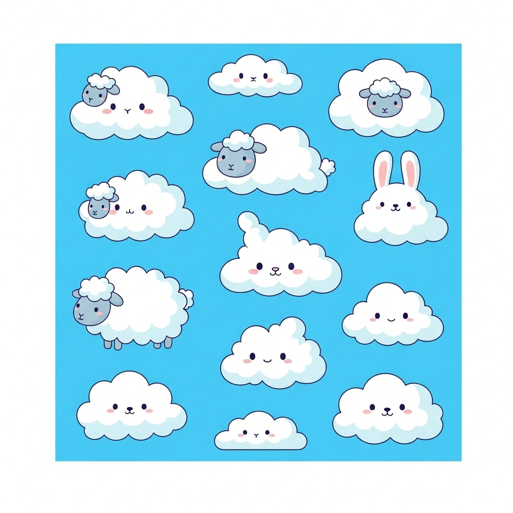 Illustration de treize nuages.