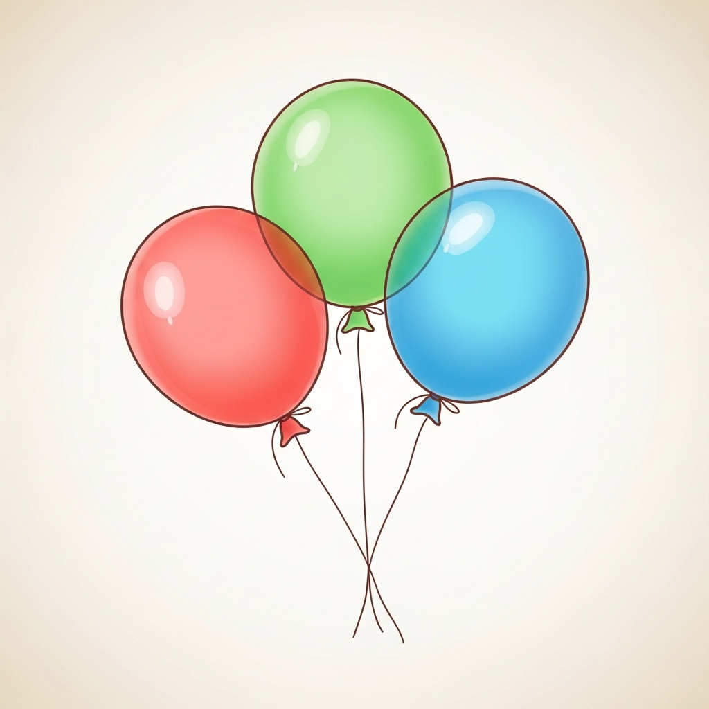 Illustration de trois ballons pour apprendre le chiffre trois.