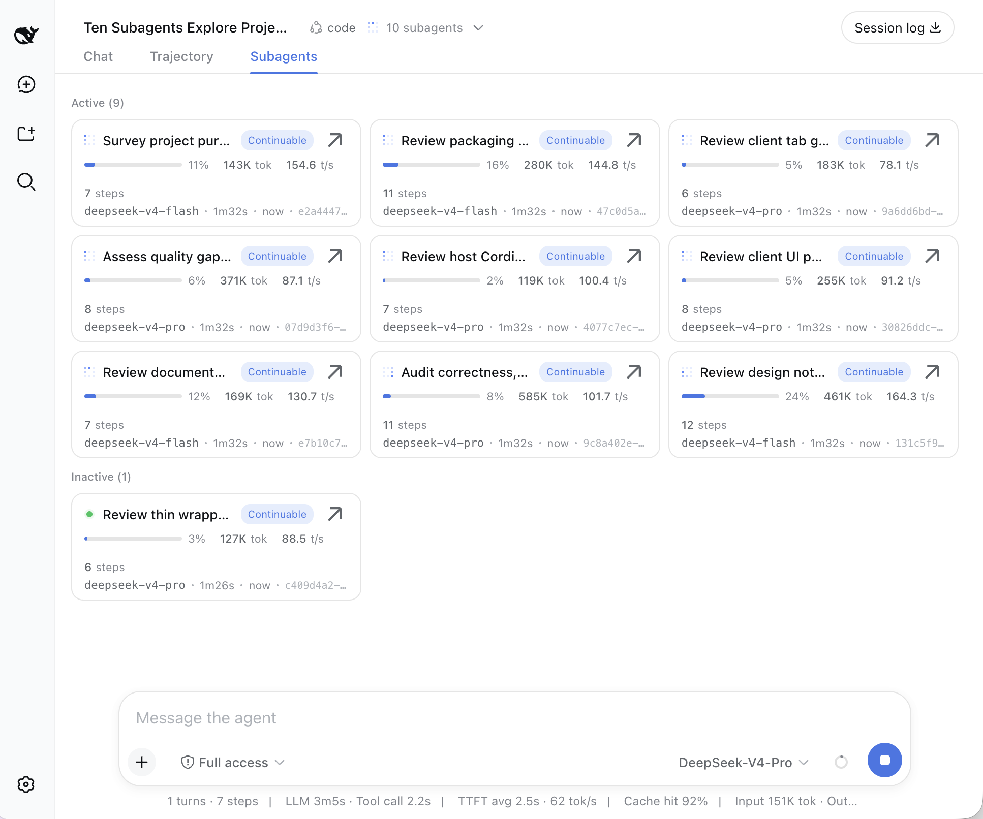 Subagents tab