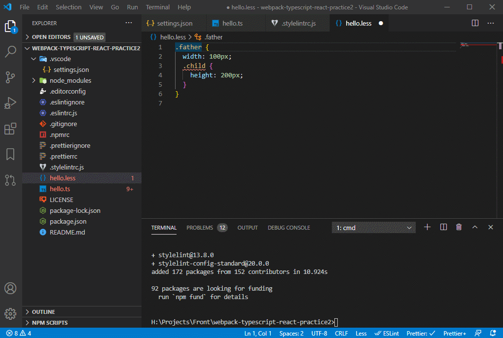 stylelint保存时自动修复问题代码