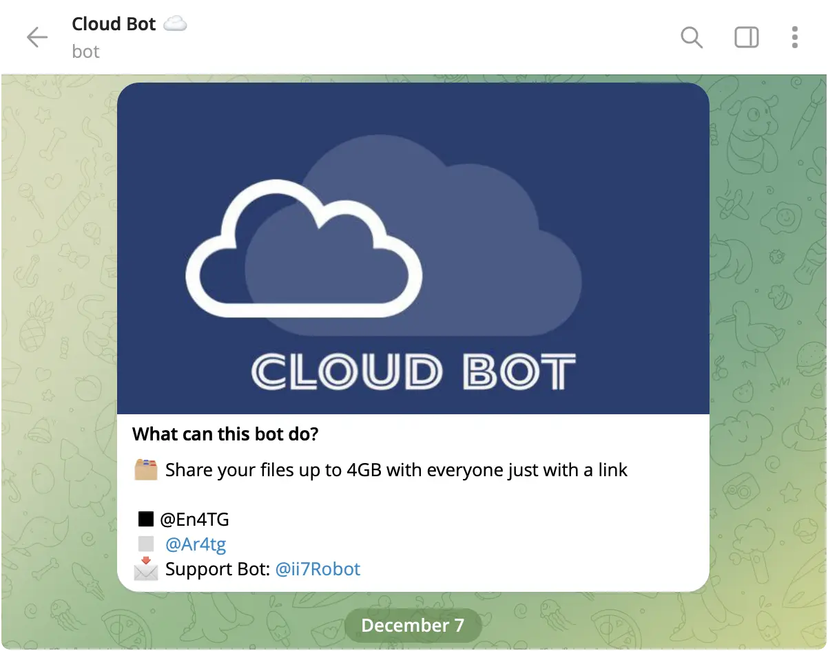 Cloud Bot 文件分享生成鏈接機器人