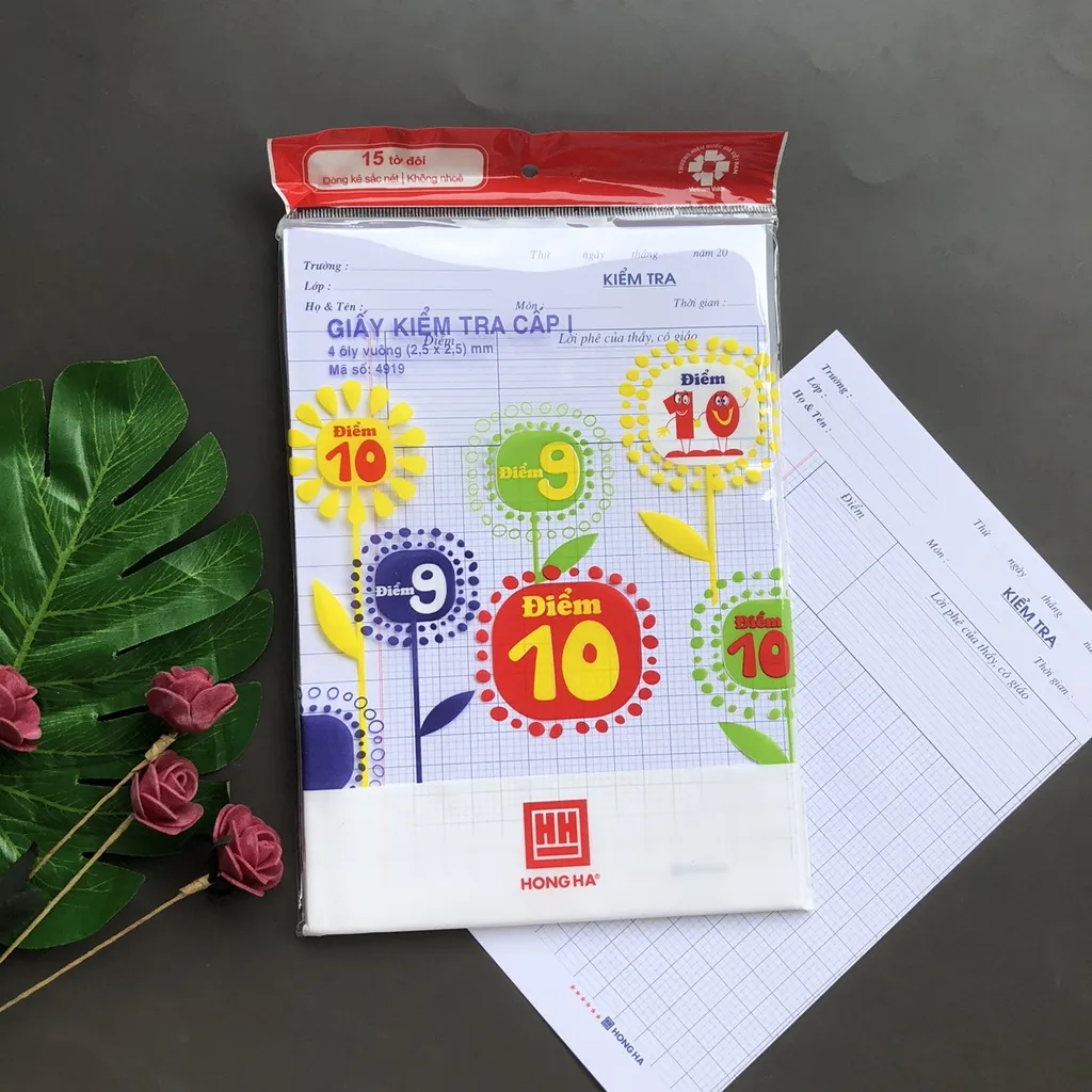 Giấy kiểm tra cấp 1, 5 ô ly (2x2mm),  ĐL: 100/92 (170 x 240mm) - 4876 (300)