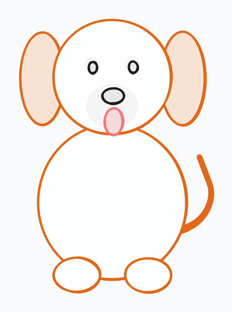 A dog with floppy ears, a tongue, and a freehand wagging tail