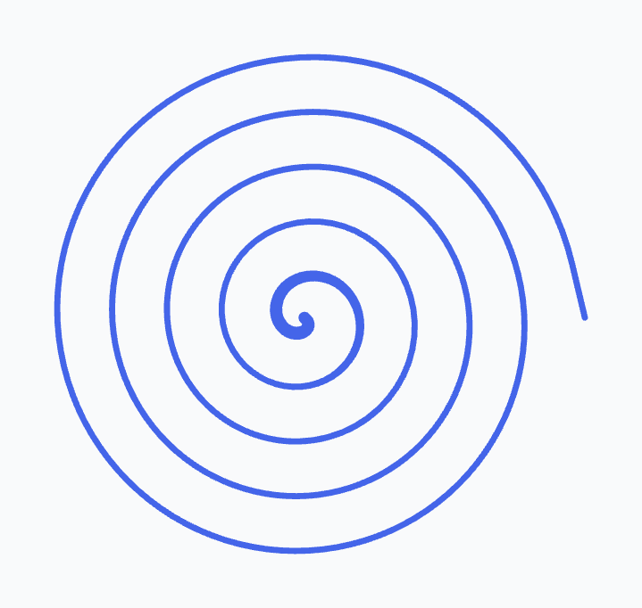 A hand-drawn Archimedean spiral