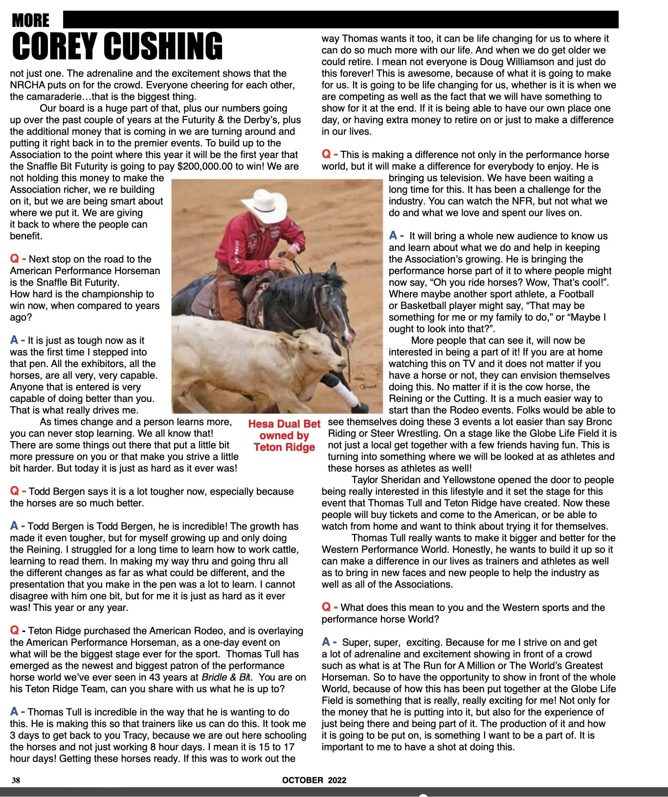 Corey Cushing Interview — Page 2 | Bridle & Bit October 2022