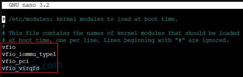 PVE加载硬件直通所需的模块