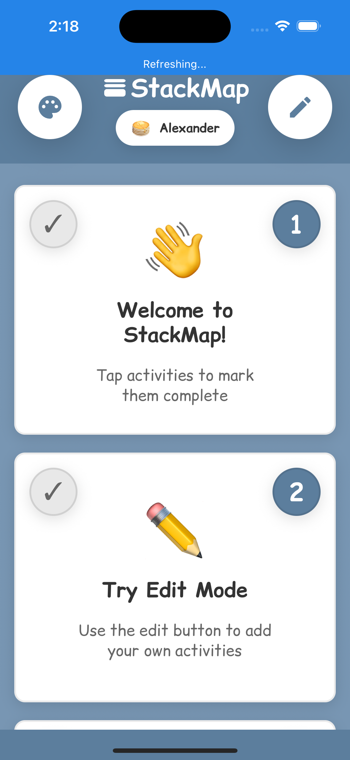 StackMap Home Screen