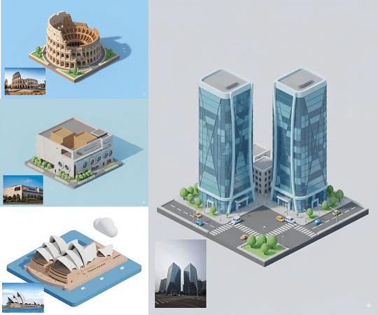 Convert the photo of this building into a rounded,