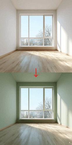 Paint the room's walls a soft sage green.